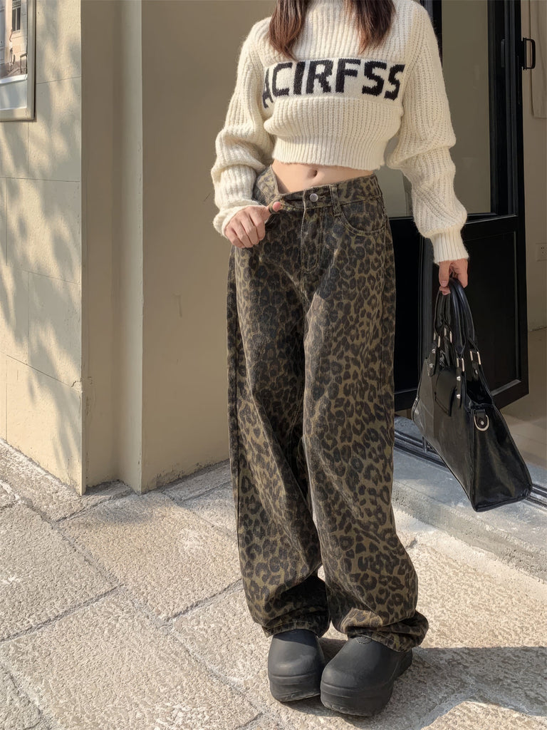 Lisa | Leopard Broek Met Wijde Pijpen